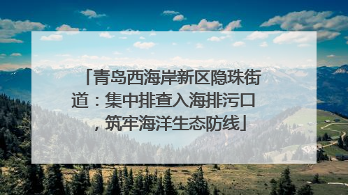 青岛西海岸新区隐珠街道：集中排查入海排污口，筑牢海洋生态防线